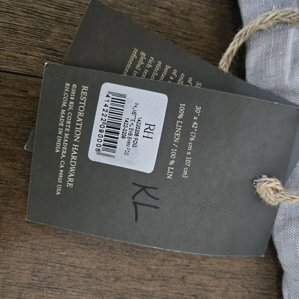 Restoration Hardware Embroidered Palmette Linen KING LOUNGER Sham Grey NEW